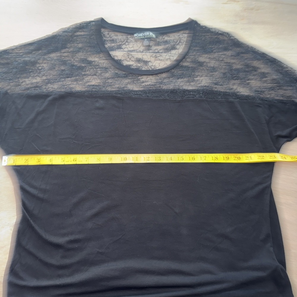 Black Lace Overlay Dolman Sleeve Top Plus Size 2X Forever 21‎ Elegant - Picture 3 of 7